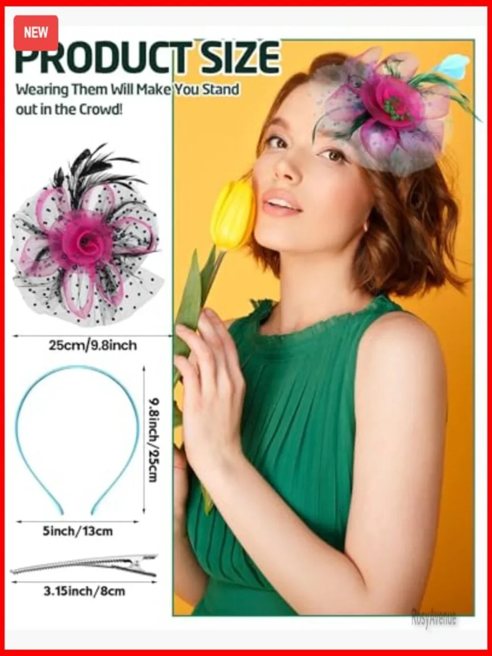 6-Piece Fascinator Hat Set with Feathers and Mesh for Weddings and Parties